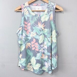 SOL ANGELES Tropical Floral Tank Top Size L Paradise‎ Surf Muscle Beach Summer